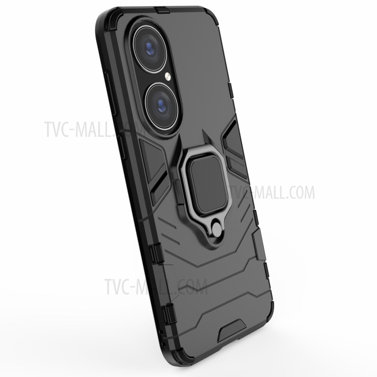 2-in-1 Kickstand Design Well-Protected PC + TPU Mobile Phone Cover for Huawei P50 - Black-6
