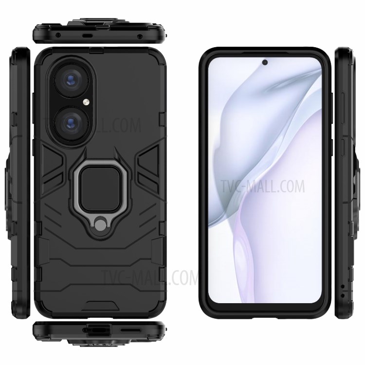 2-in-1 Kickstand Design Well-Protected PC + TPU Mobile Phone Cover for Huawei P50 - Black-7