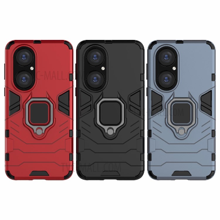 2-in-1 Kickstand Design Well-Protected PC + TPU Mobile Phone Cover for Huawei P50 - Black-9