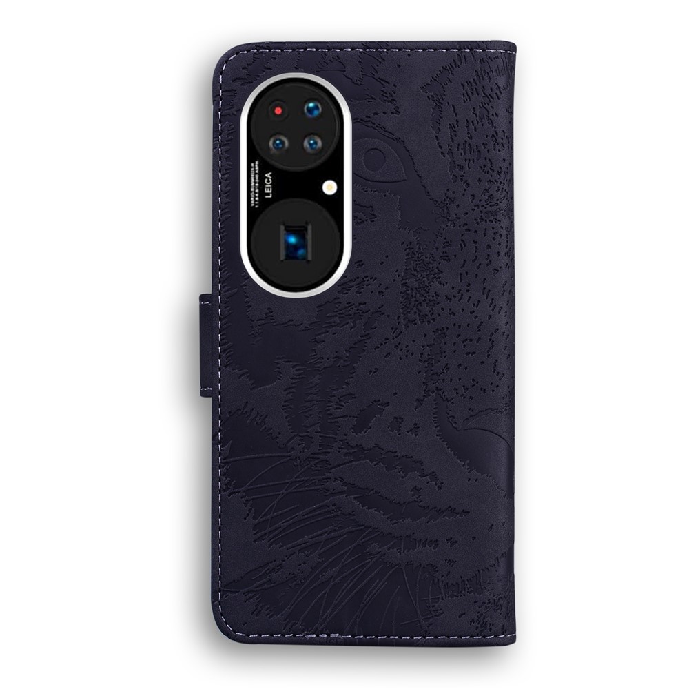 Tiger Pattern Imprinting Leather Cover for Huawei P50 Pro Wallet Stand Case - Black-4