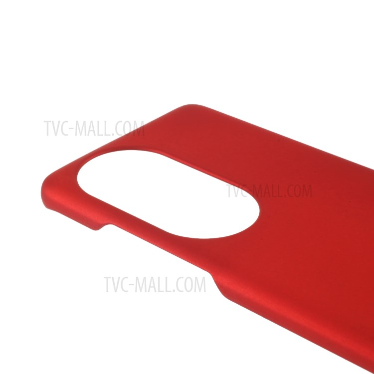 Rubberized Coating Skin PC Hard Shell Case for Huawei P50 Pro Mobile Phone Cover - Red-7