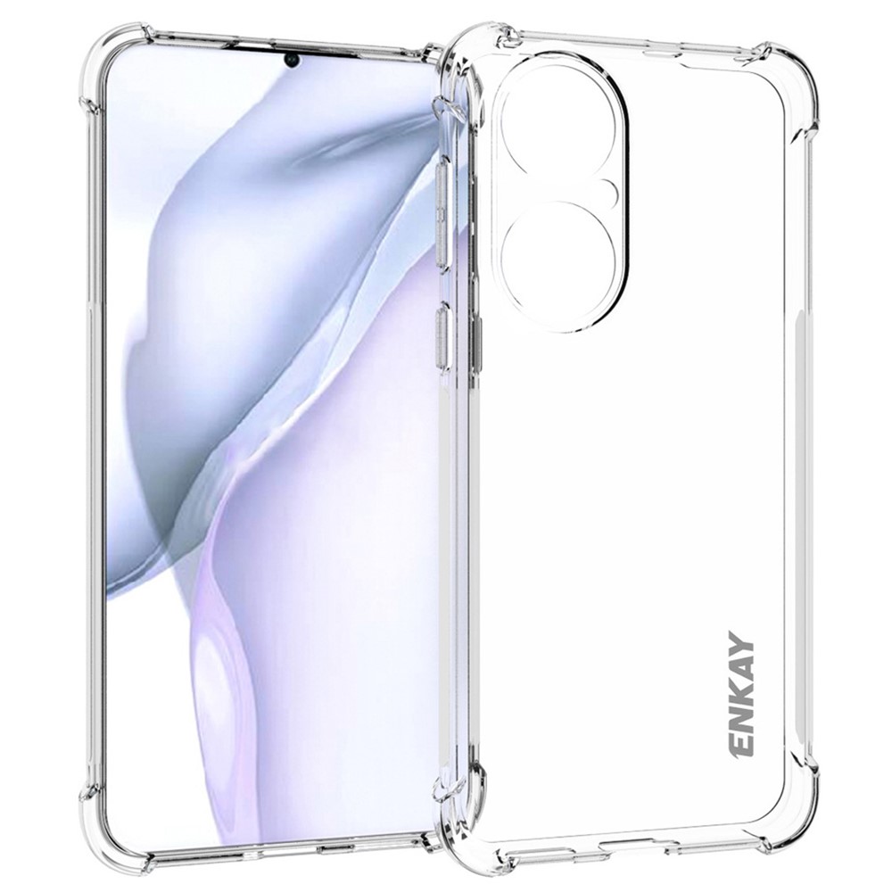 ENKAY ENK-PC110 4 Corners Thicken Airbag Flexible Anti-slip Strip Design Transparent TPU Cover Case for Huawei P50-1