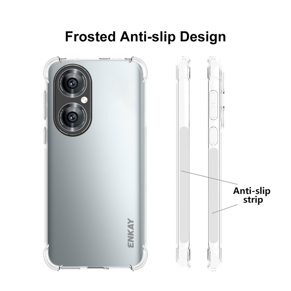 ENKAY ENK-PC110 4 Corners Thicken Airbag Flexible Anti-slip Strip Design Transparent TPU Cover Case for Huawei P50-4