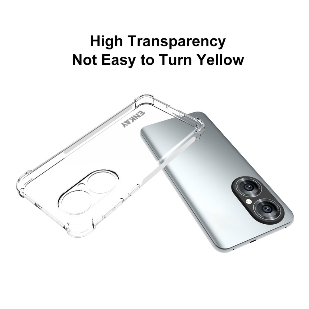 ENKAY ENK-PC110 4 Corners Thicken Airbag Flexible Anti-slip Strip Design Transparent TPU Cover Case for Huawei P50-5