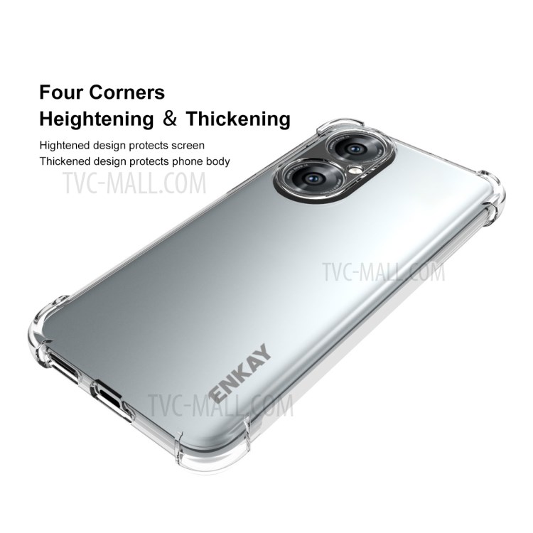 ENKAY Thickening Four Corners Clear TPU Cover Case + Full Glue 0.26mm 9H 2.5D Tempered Glass Full Screen Covering Film for Huawei P50-3