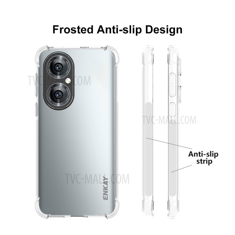 ENKAY Thickening Four Corners Clear TPU Cover Case + Full Glue 0.26mm 9H 2.5D Tempered Glass Full Screen Covering Film for Huawei P50-5