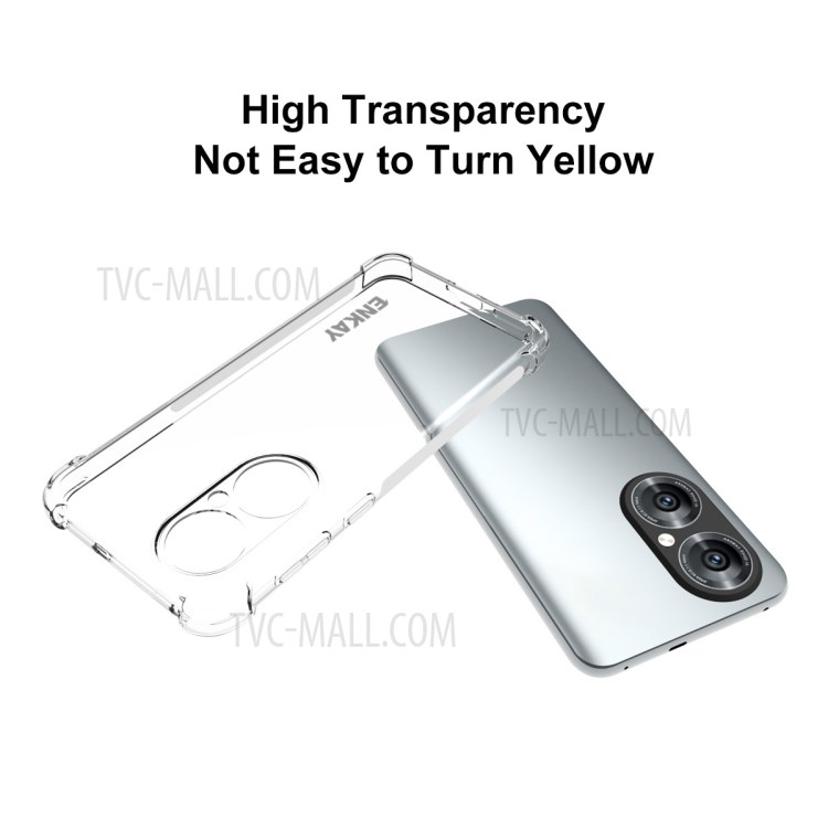ENKAY Thickening Four Corners Clear TPU Cover Case + Full Glue 0.26mm 9H 2.5D Tempered Glass Full Screen Covering Film for Huawei P50-6