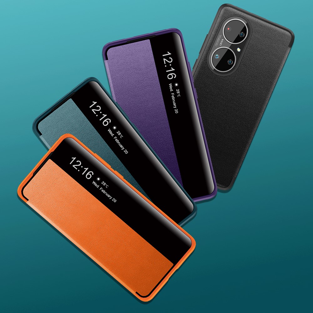 Auto Wake & Sleep Leather Case Drop-Resistant Flip Cover for Huawei P50 Pro - Green-4
