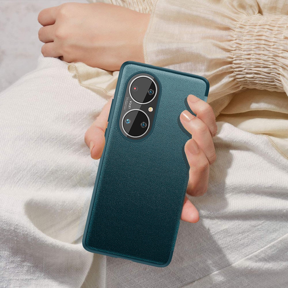 Auto Wake & Sleep Leather Case Drop-Resistant Flip Cover for Huawei P50 Pro - Green-8