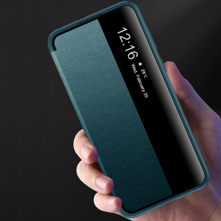 Auto Wake & Sleep Case Drop-Resistant Leather Flip Cover with View Window for Huawei P50 - Orange-5