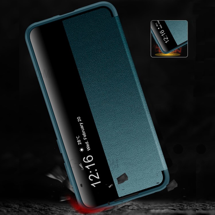 Auto Wake & Sleep Case Drop-Resistant Leather Flip Cover with View Window for Huawei P50 - Orange-6