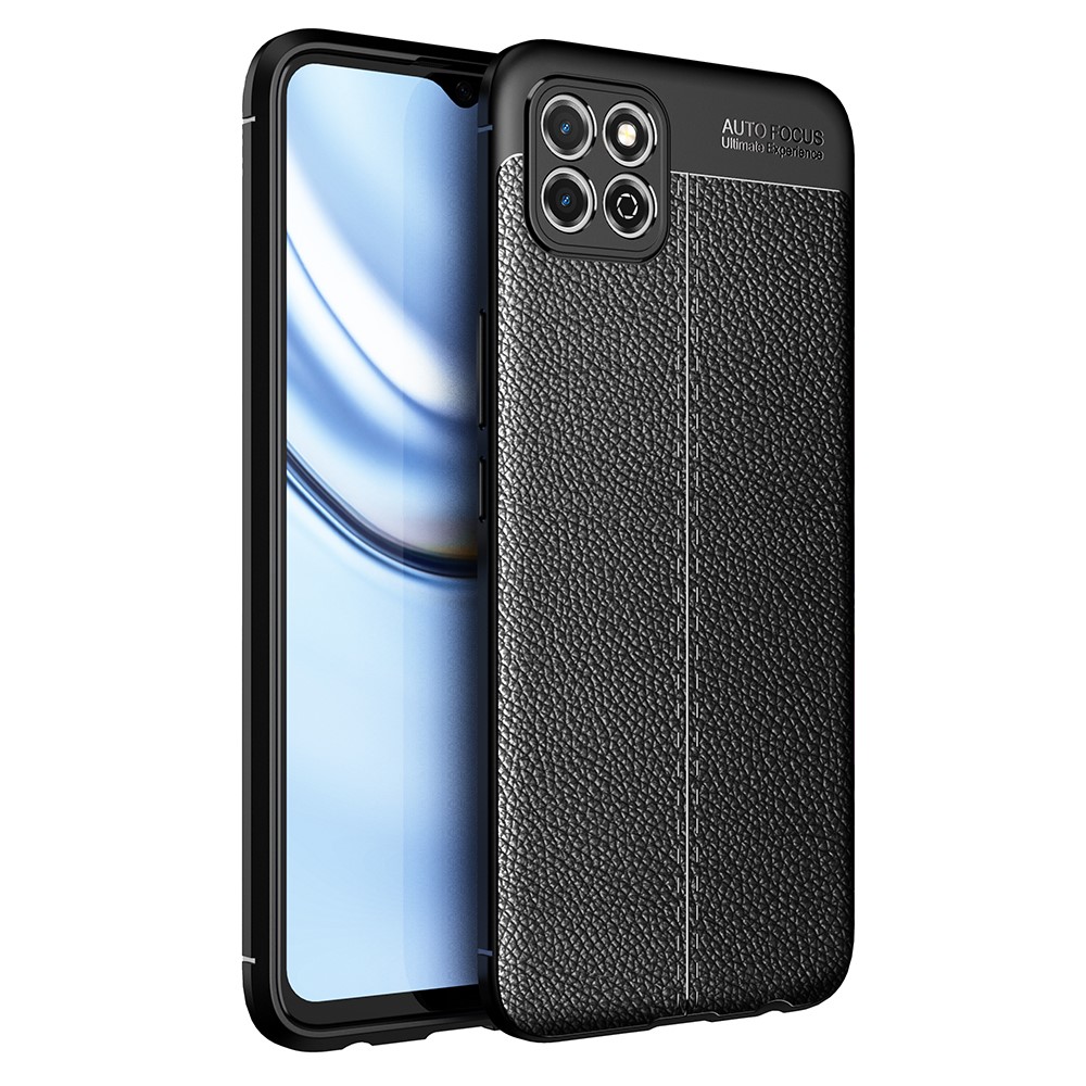 Flexible TPU Litchi Texture Cell Phone Back Case Cover for Honor Play 20 - Black-1