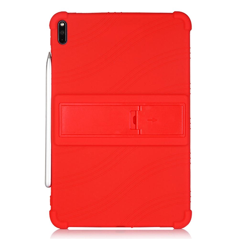 Flexible Silicone Tablet Shell Cover with Supporting Kickstand for Huawei MatePad 10.8 (2020) - Red-1