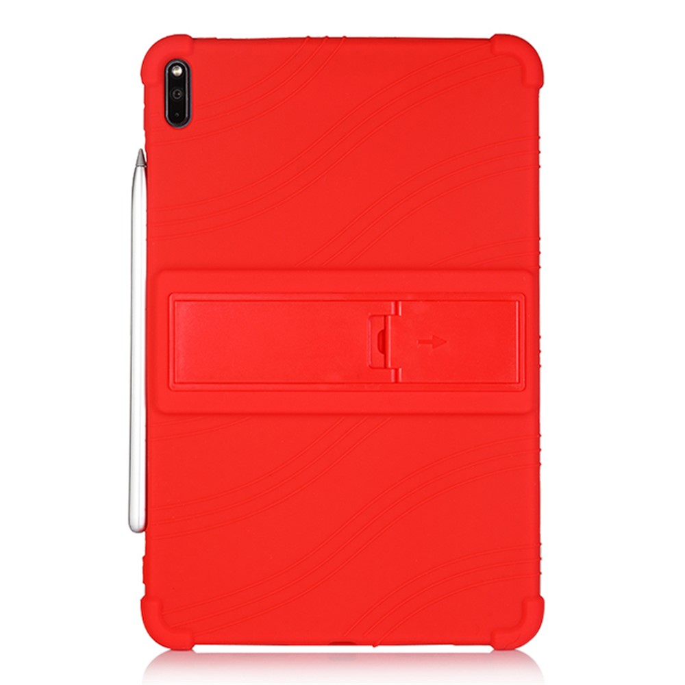 Flexible Silicone Tablet Shell Cover with Supporting Kickstand for Huawei MatePad Pro 10.8 (2019) - Red-1