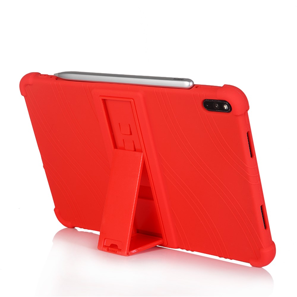 Flexible Silicone Tablet Shell Cover with Supporting Kickstand for Huawei MatePad Pro 10.8 (2019) - Red-4