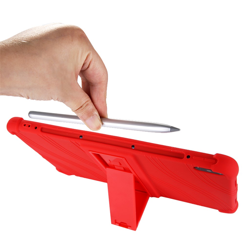 Flexible Silicone Tablet Shell Cover with Supporting Kickstand for Huawei MatePad Pro 10.8 (2019) - Red-8