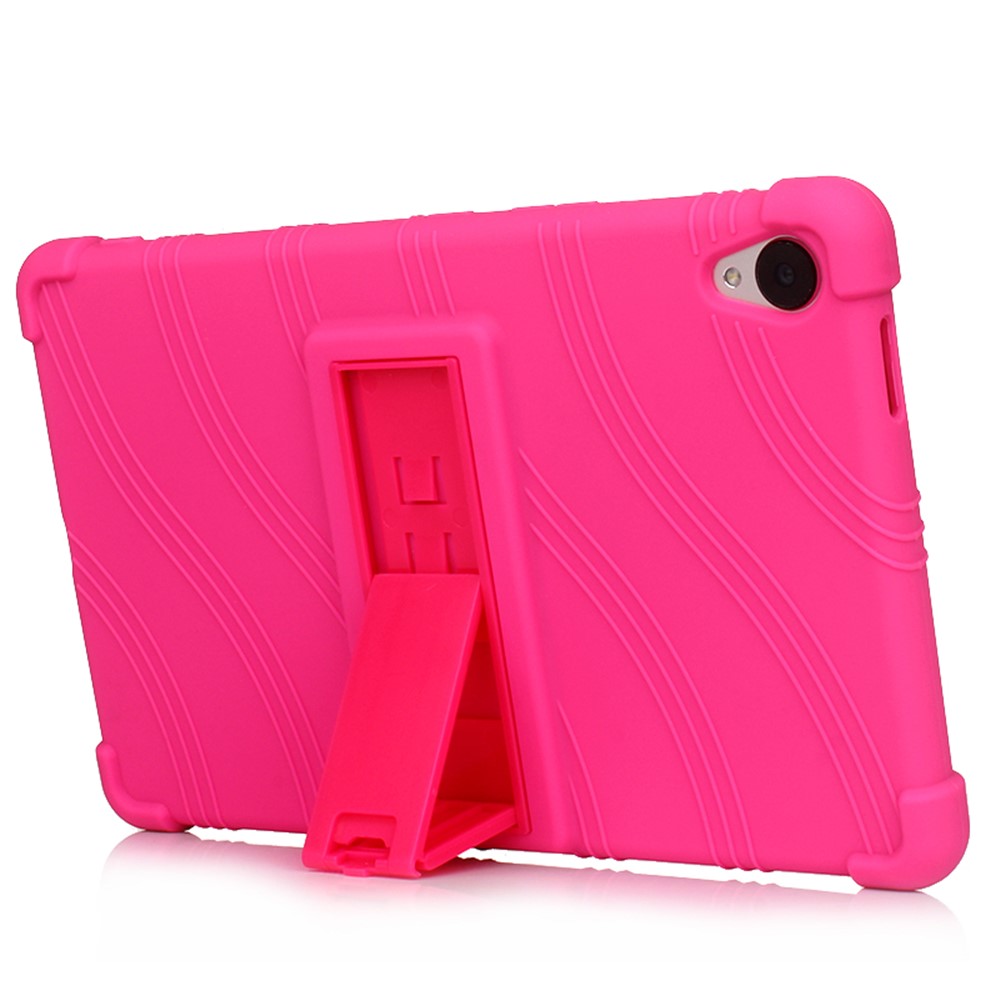 Tampa Flexível de Concha de Comprimido de Silicone Com Kickstand de Suporte Para Huawei Mediapad M6 8,4 Polegadas - Rosa-3