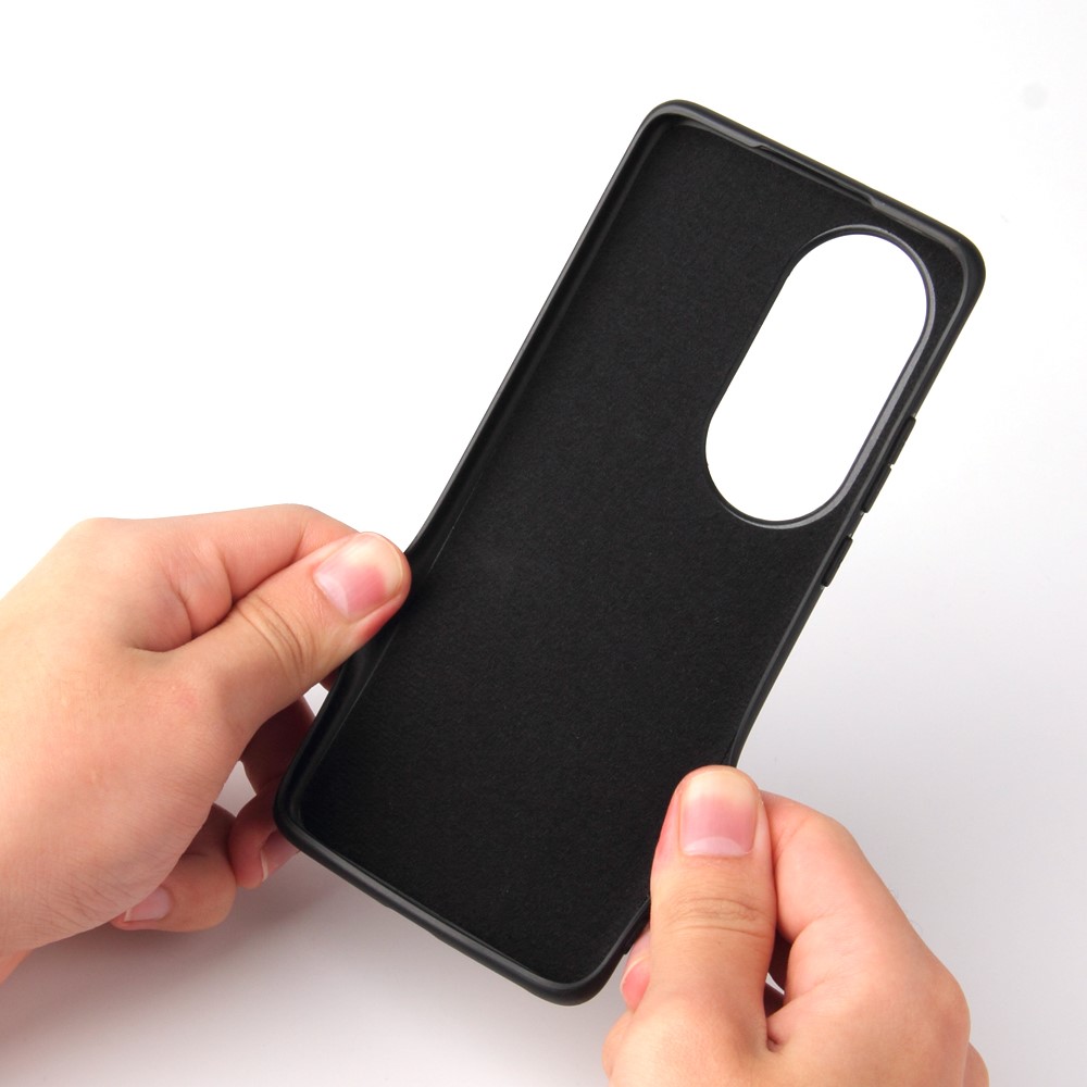 PU Leather Coated TPU Ring-Shape Kickstand Phone Cover Shell for Huawei P50 Pro - Carbon Fiber Texture-8