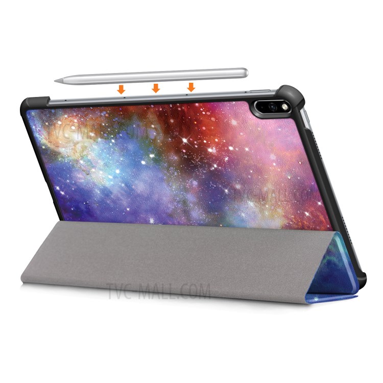 Tri-fold Stand Pattern Printing PU Leather Smart Tablet Cover Case for Huawei MatePad Pro 10.8 (2021) / (2019) - Nebula-6