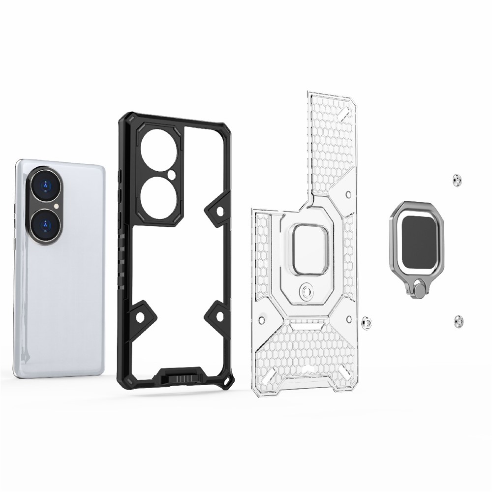 TPU+PC Material Shockproof Kickstand Hybrid Dual Layer Defender Case for Huawei P50 - White-13