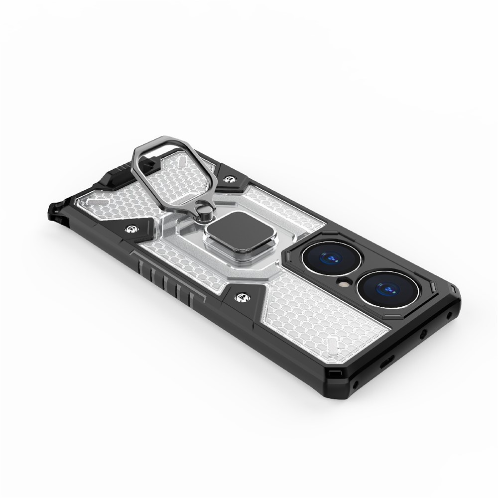 TPU+PC Material Shockproof Kickstand Hybrid Dual Layer Defender Case for Huawei P50 - White-4