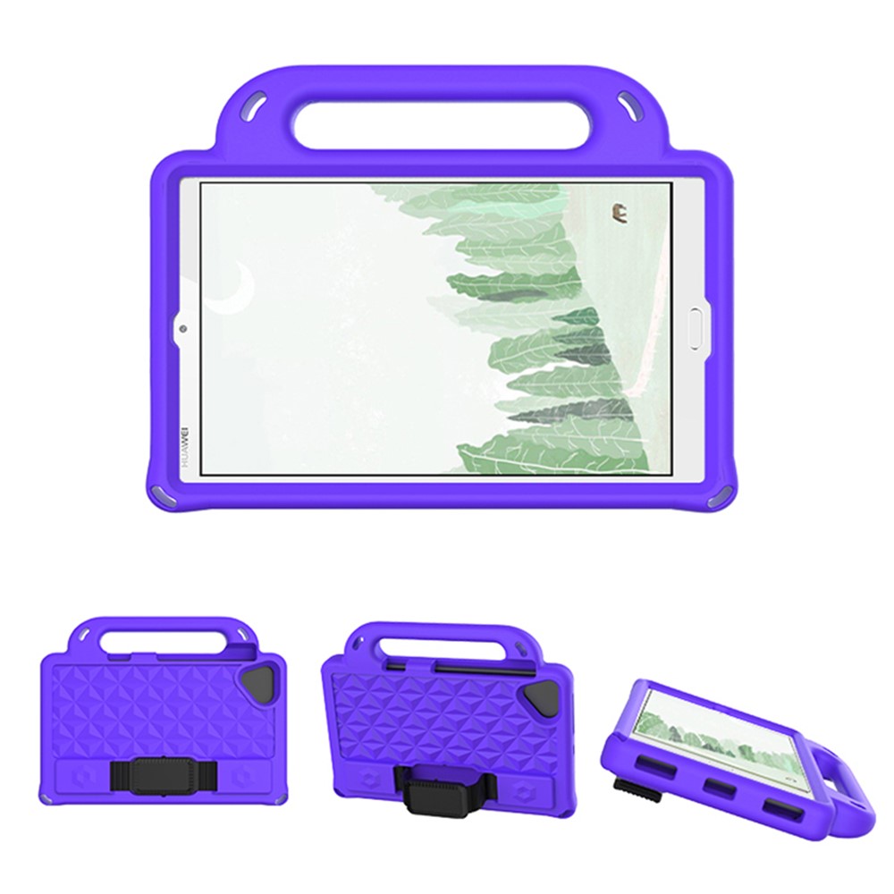 Shockproof Anti Slip Rhombus Design EVA Case + Shoulder Strap Protective Cover for Huawei MatePad T8 - Purple-1