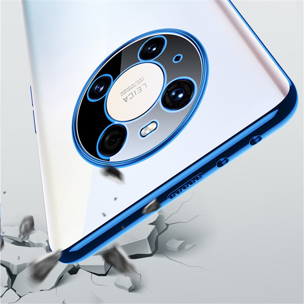 SULADA Electroplating Soft TPU Transparent Case for Huawei Mate 40 Pro Cover - Blue-3