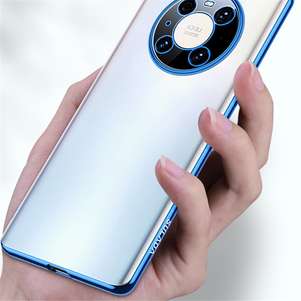 SULADA Electroplating Soft TPU Transparent Case for Huawei Mate 40 Pro Cover - Blue-6