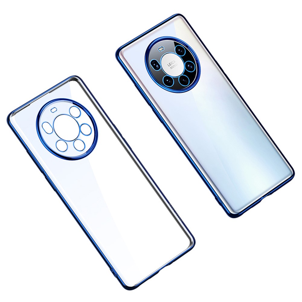 SULADA Transparent Electroplating Soft TPU Case for Huawei Mate 40 Pro Plus Cover - Blue-1