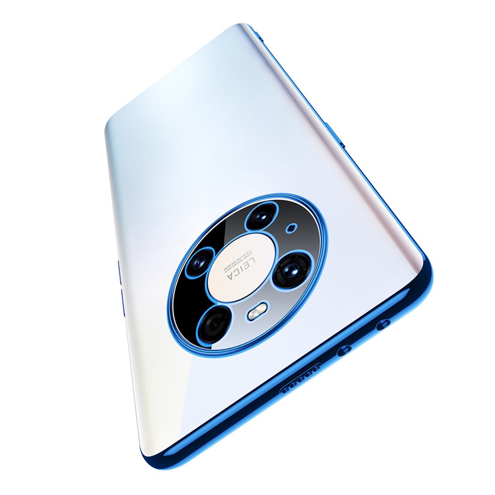 SULADA Transparent Electroplating Soft TPU Case for Huawei Mate 40 Pro Plus Cover - Blue-11