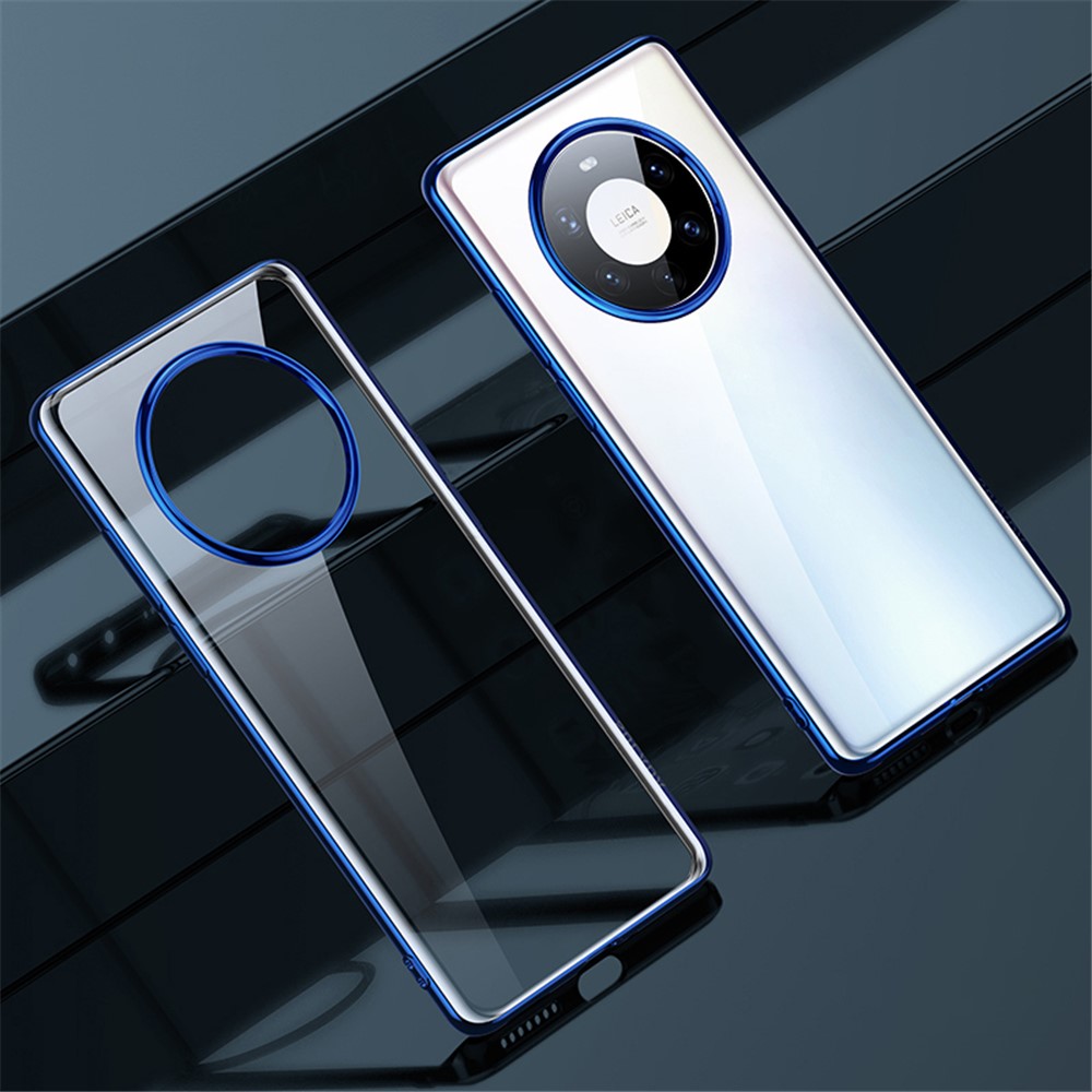 SULADA Transparent Electroplating Soft TPU Case for Huawei Mate 40 Pro Plus Cover - Blue-2