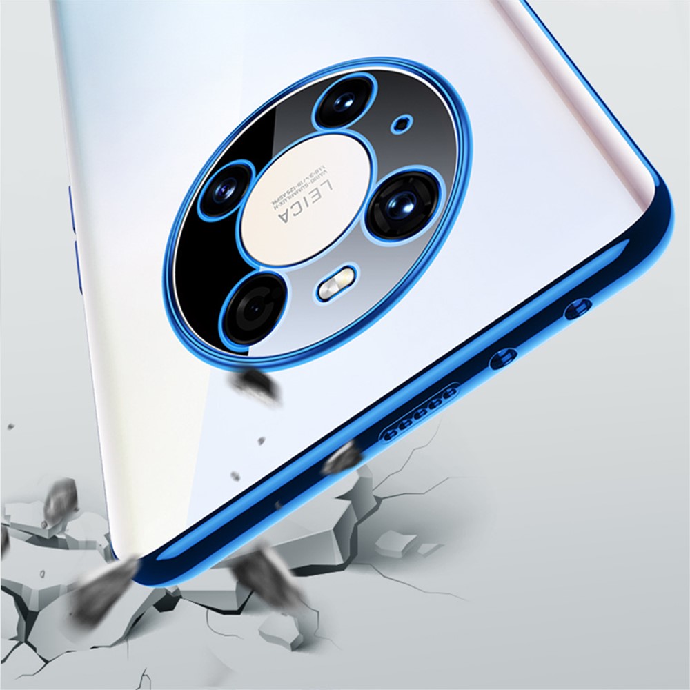 SULADA Transparent Electroplating Soft TPU Case for Huawei Mate 40 Pro Plus Cover - Blue-3