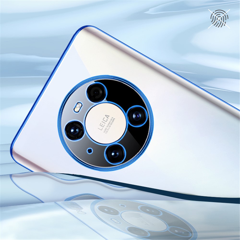 SULADA Transparent Electroplating Soft TPU Case for Huawei Mate 40 Pro Plus Cover - Blue-4