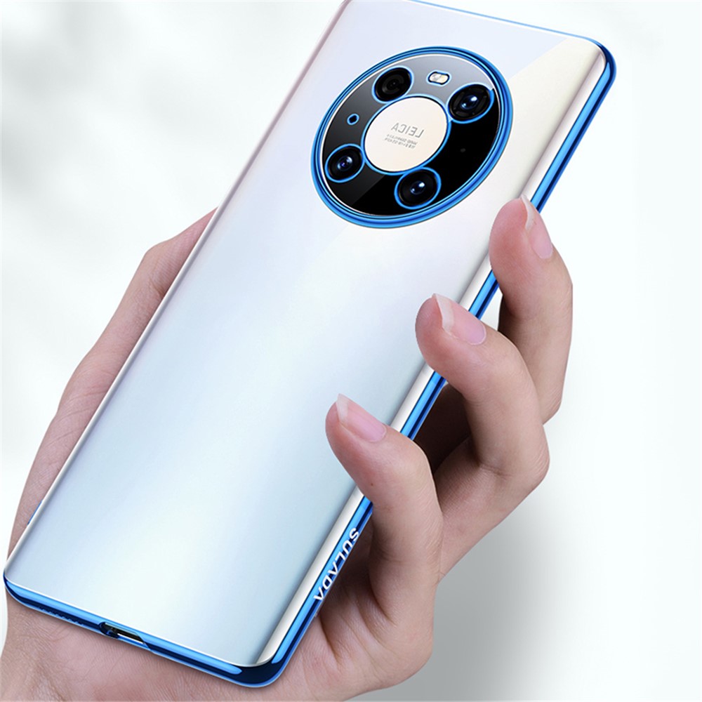 SULADA Transparent Electroplating Soft TPU Case for Huawei Mate 40 Pro Plus Cover - Blue-6
