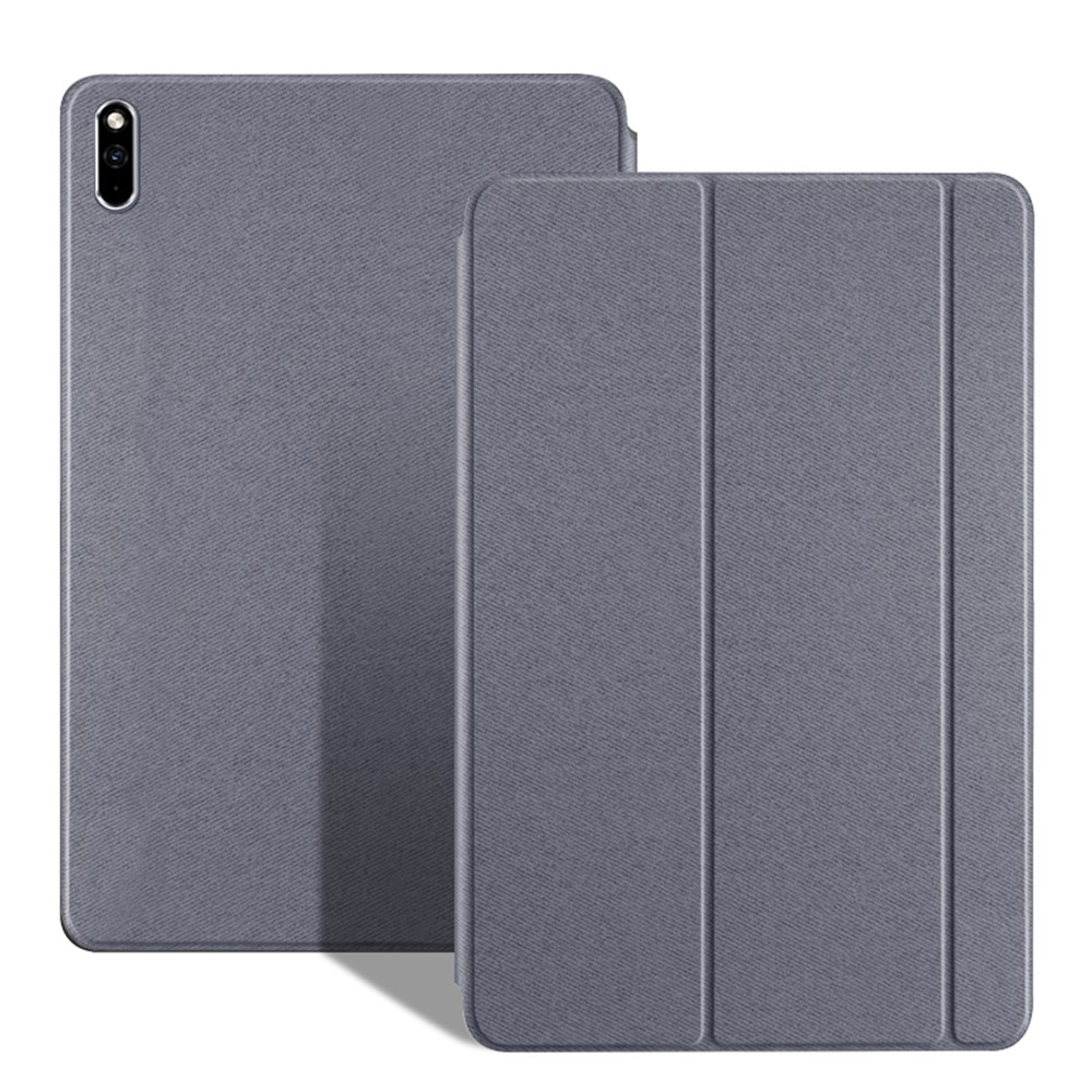 Auto-Absorbed Tri-fold Stand TPU Leather Tablet Smart Cover Case Shell for Huawei MatePad Pro 10.8 (2021) - Grey-6