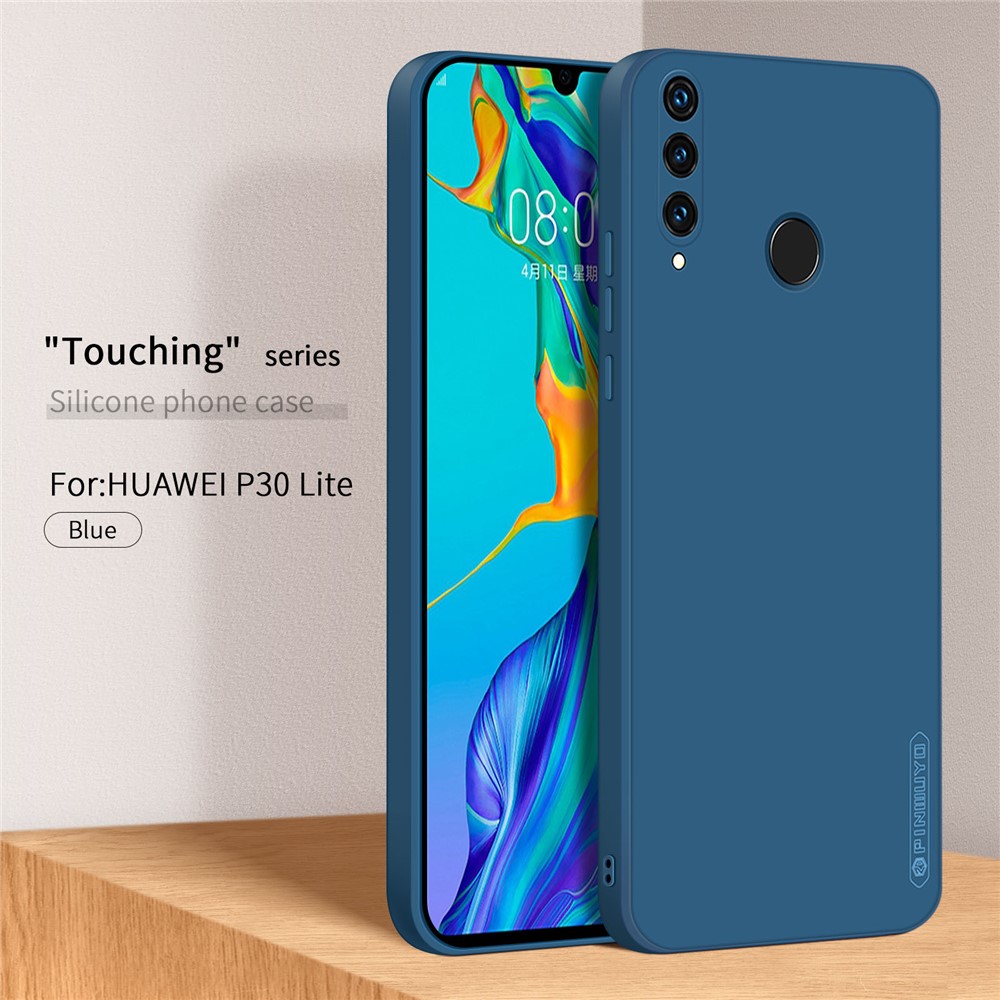 PINWUYO Soft Silicone + TPU Precise Cut-out Cell Phone Hybrid Case Cover for P30 lite / P30 lite New Edition / nova 4e - Dark Blue-3