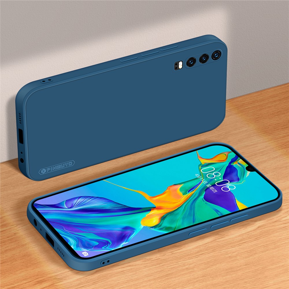 PINWUYO Precise Cut-out Soft Silicone + TPU Cell Phone Case Cover Protector for uawei P30 - Dark Blue-2
