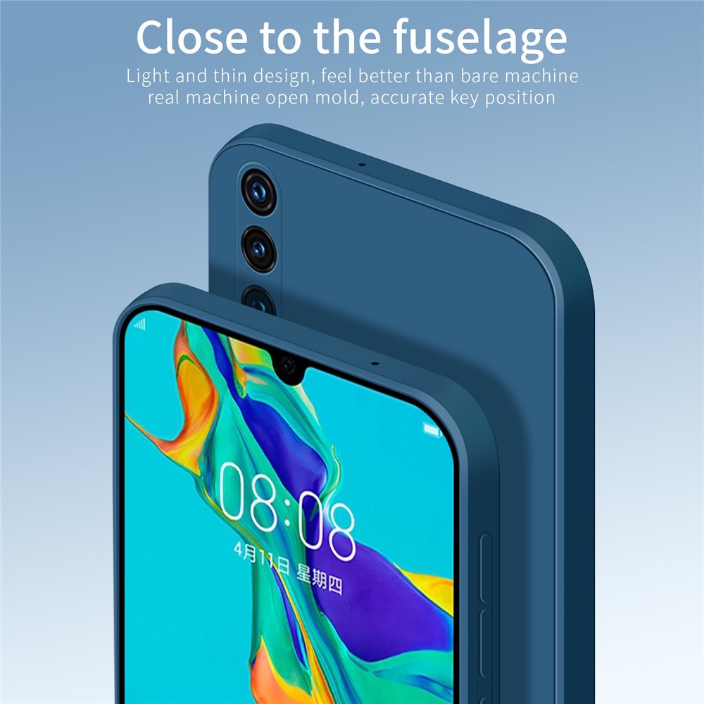 PINWUYO Precise Cut-out Soft Silicone + TPU Cell Phone Case Cover Protector for uawei P30 - Dark Blue-6