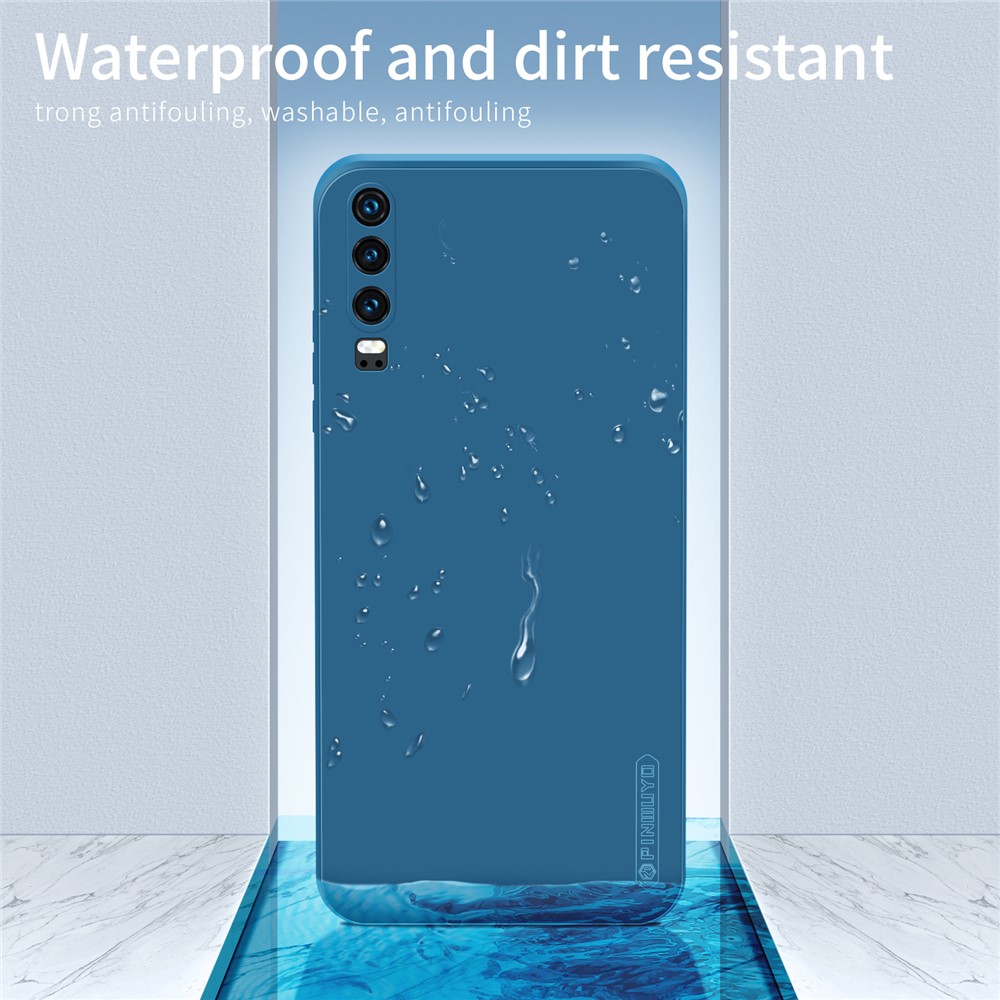PINWUYO Precise Cut-out Soft Silicone + TPU Cell Phone Case Cover Protector for uawei P30 - Dark Blue-8