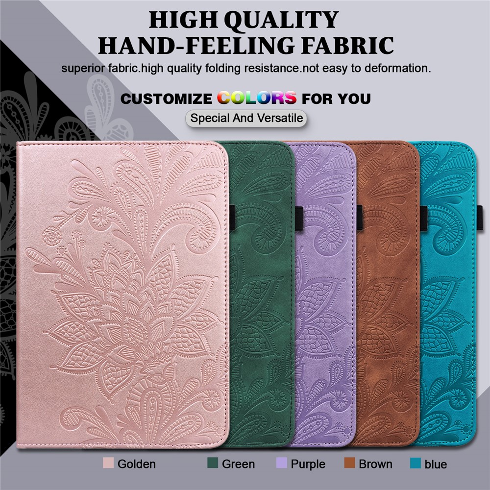 Imprint Flower Pattern Premium PU Leather Lightweight Cute Folio Wallet Stand Cover Case for Huawei MediaPad M5 lite 10 - Blue-11