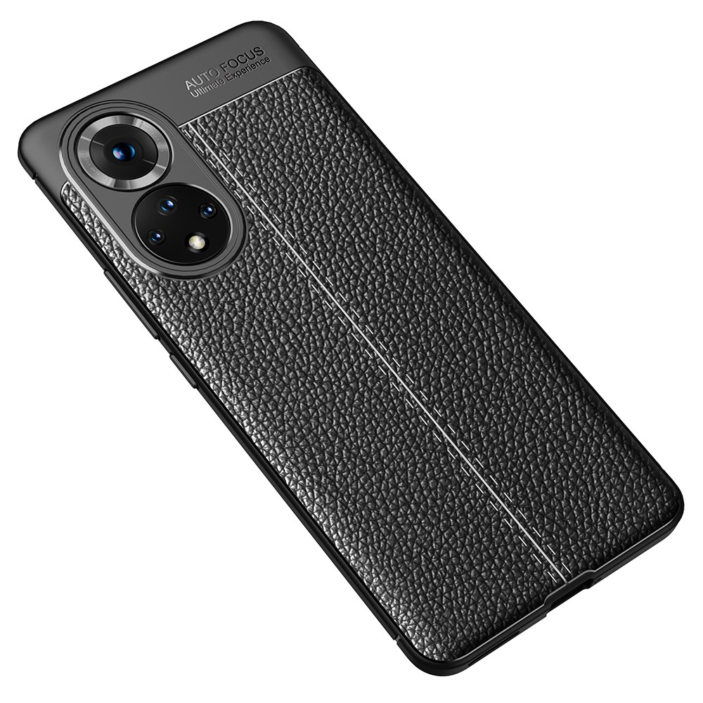 Litchi Texture Flexible TPU Phone Case Shell Protector for Honor 50 - Black-2