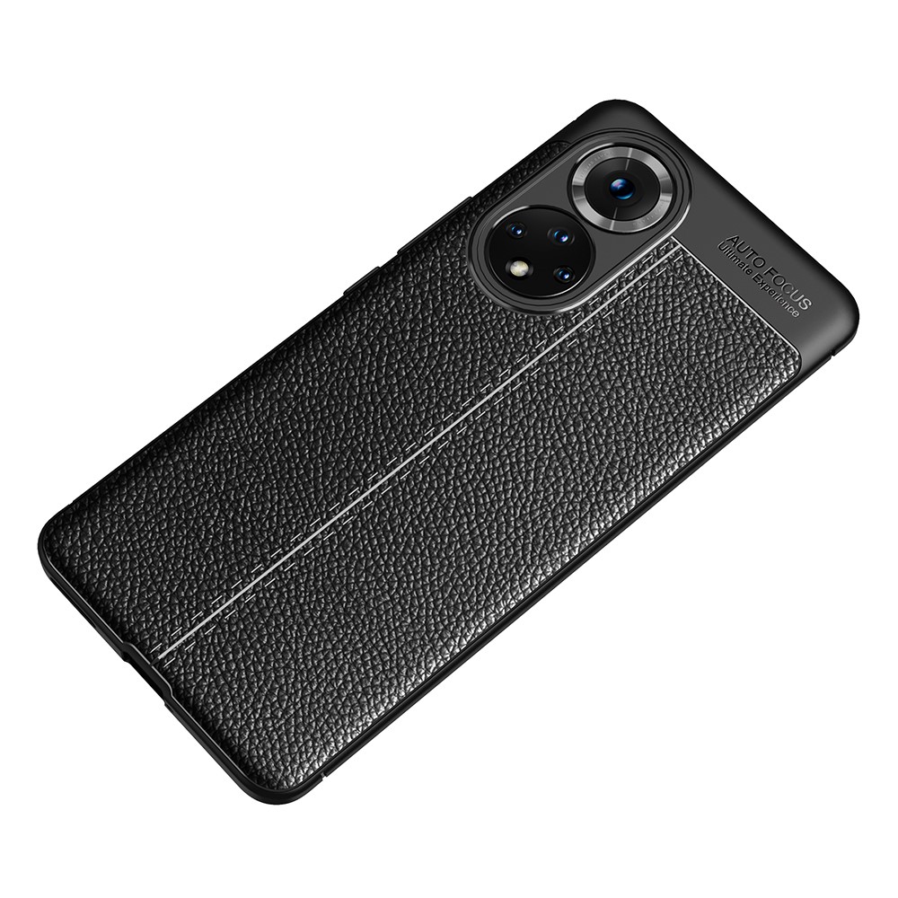 Litchi Texture Flexible TPU Phone Case Shell Protector for Honor 50 - Black-3