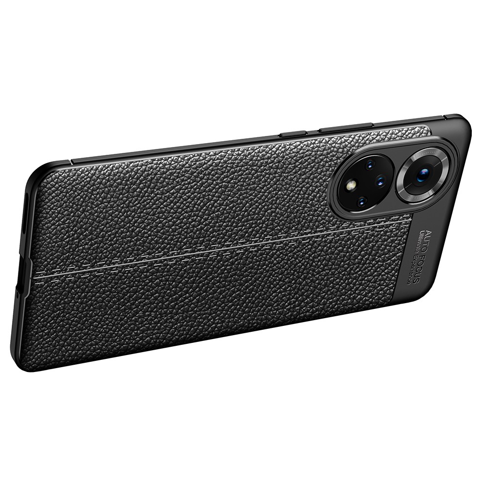 Litchi Texture Flexible TPU Phone Case Shell Protector for Honor 50 - Black-4