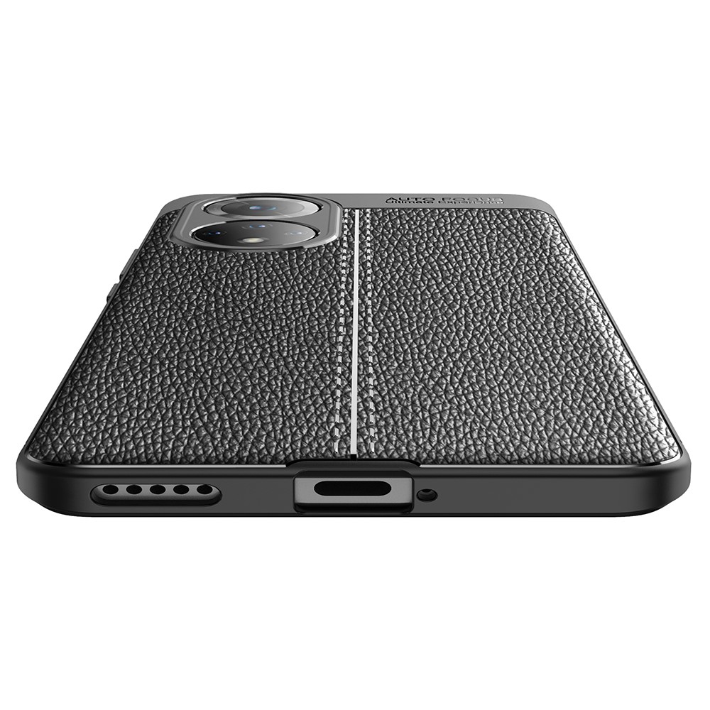 Litchi Texture Flexible TPU Phone Case Shell Protector for Honor 50 - Black-5