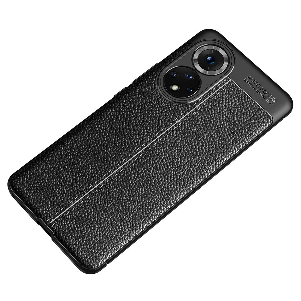 Soft TPU Litchi Texture Anti Scratch Phone Back Case for Honor 50 Pro - Black-2