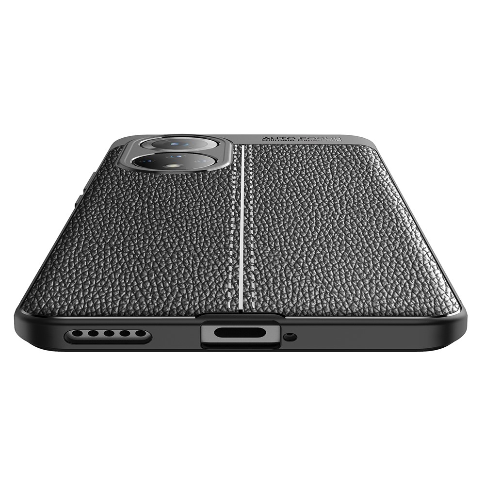 Soft TPU Litchi Texture Anti Scratch Phone Back Case for Honor 50 Pro - Black-5