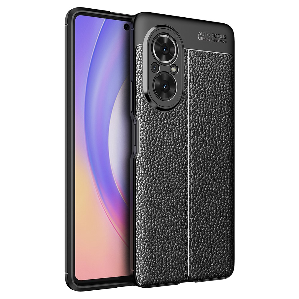 Litchi Texture Cell Phone Back Cover Flexible TPU Case for Honor 50 SE - Black-1