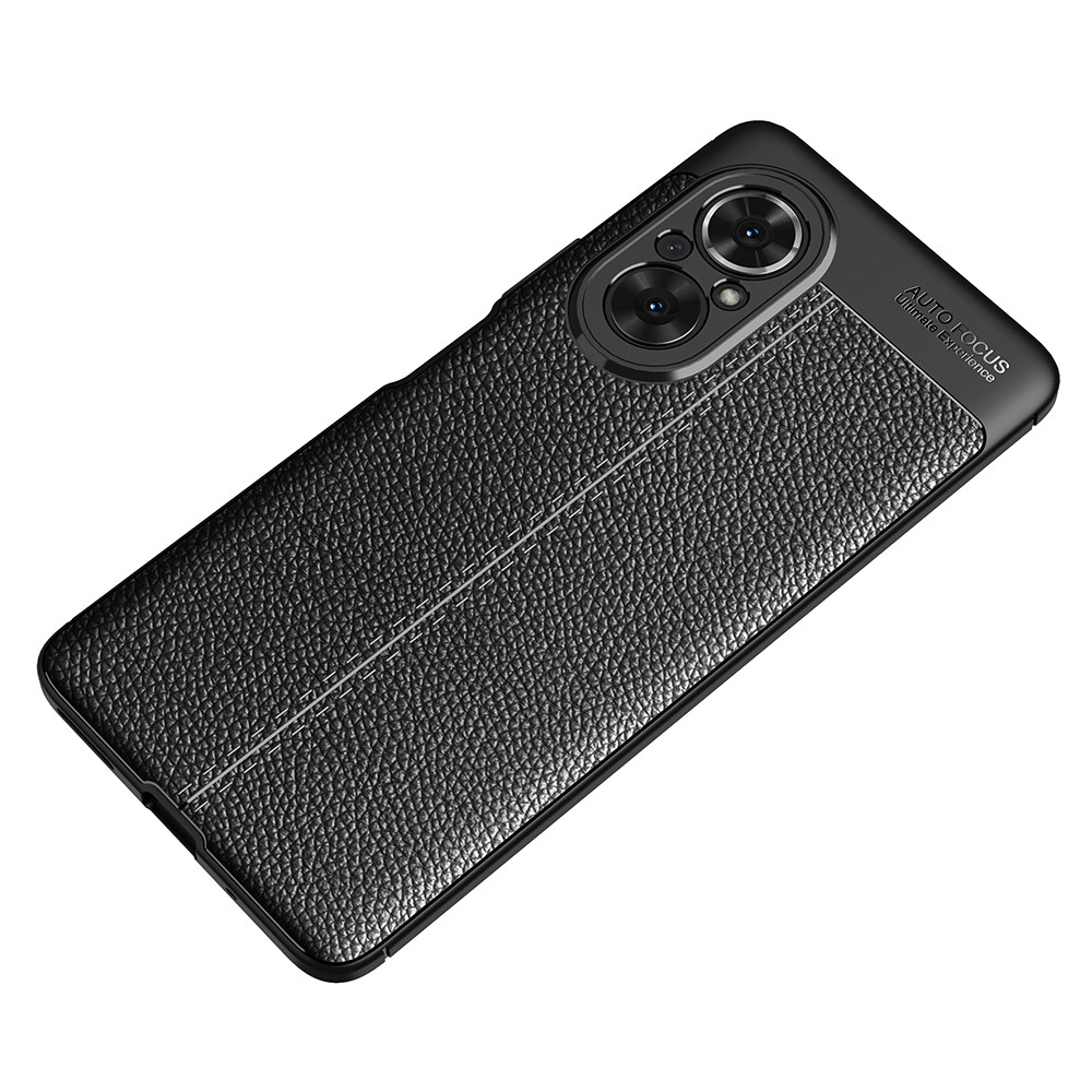 Litchi Texture Cell Phone Back Cover Flexible TPU Case for Honor 50 SE - Black-2