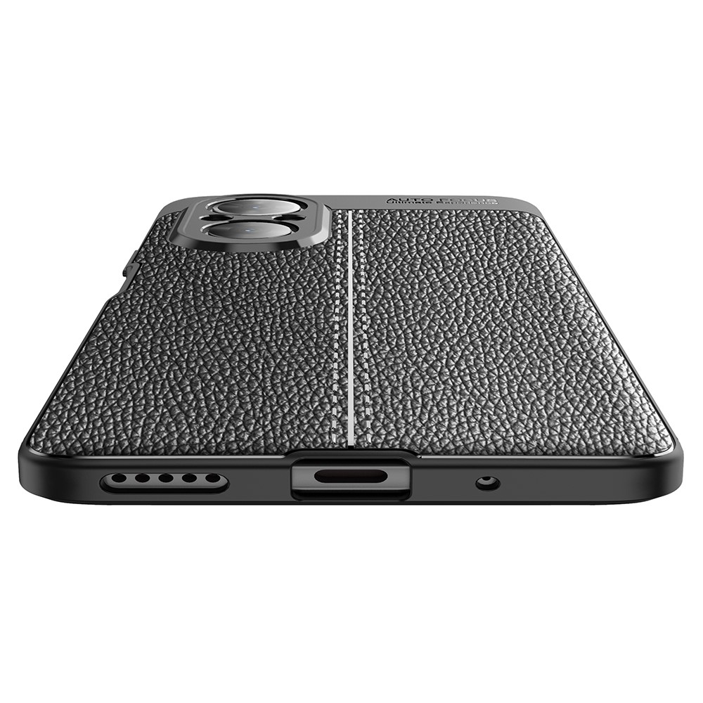 Litchi Texture Cell Phone Back Cover Flexible TPU Case for Honor 50 SE - Black-5