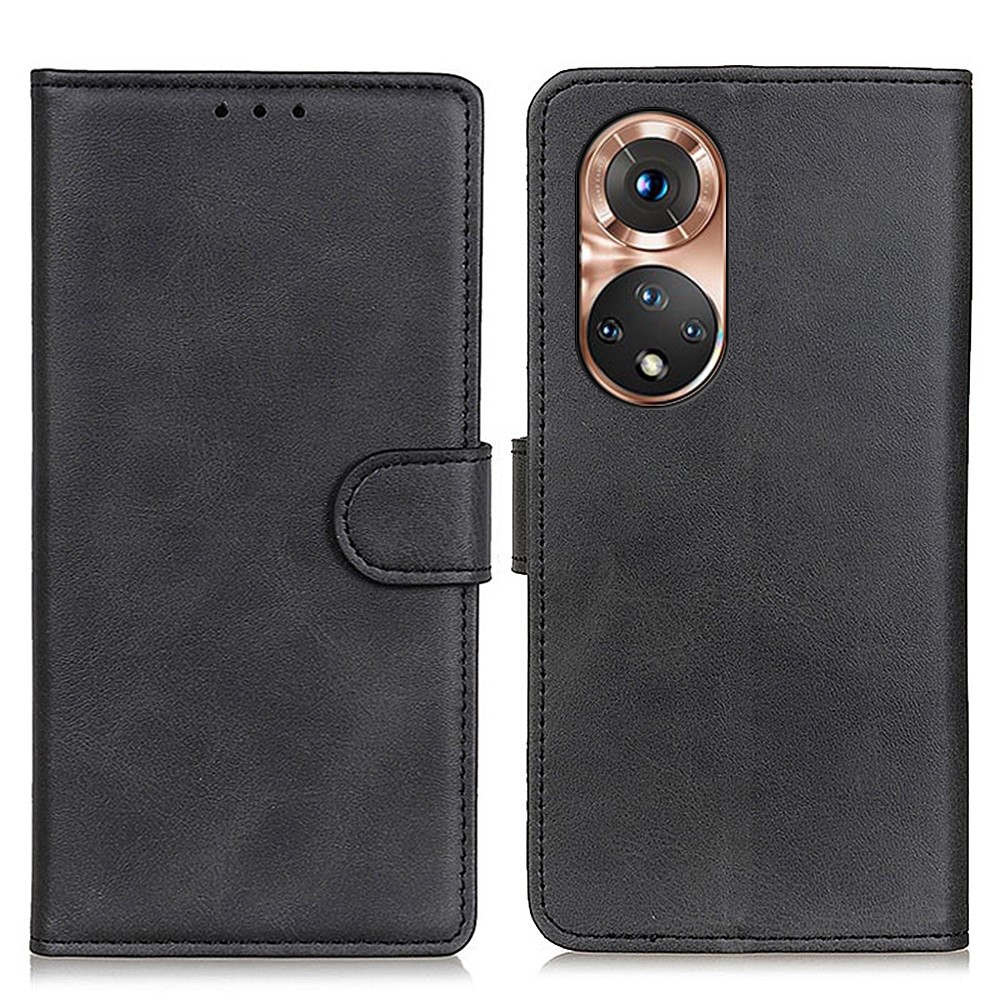 Shockproof TPU + PU Leather Wallet Stand Phone Case for Honor 50 - Black-1